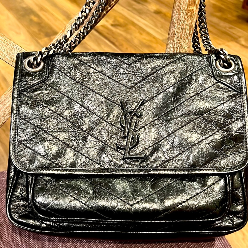 Saint Laurent Niki bag. Black on black logo. Excellent condition. Size medium.